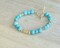 Beautiful Turquoise Howlite bracelet with 18k gold toggle lariat and Hematite Gold Accents, with gift bag, custom sized product 1